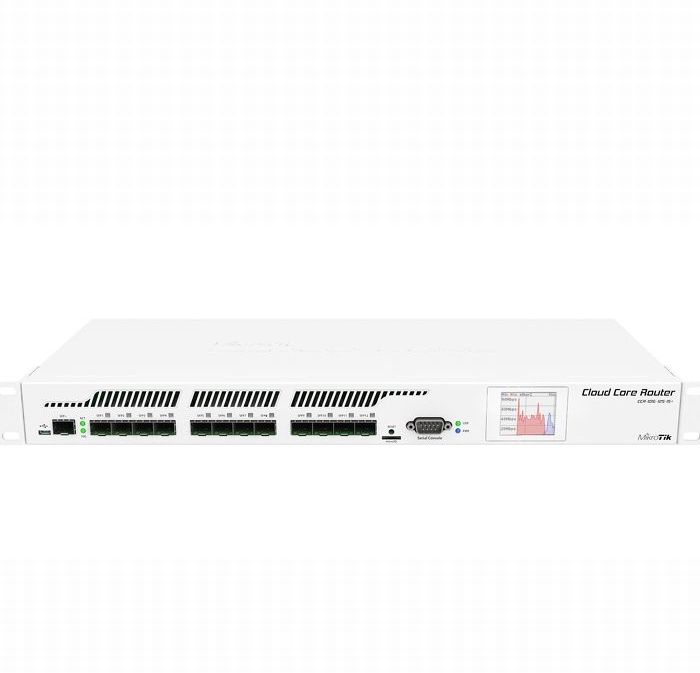 MikroTik Cloud Core Router, CCR1016-12S-1S+, 2GB RAM, 12x SFP cages,1x SFP+, Level6, RM1U, LCD, Dual PSU